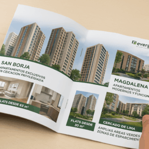 Brochure publicitario 20x20 cm abierto – Impresión full color con diseño profesional en ambas caras
