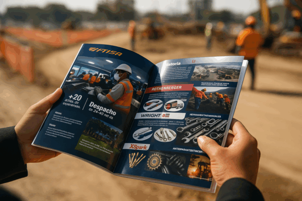 Persona revisando un brochure A4 personalizado con impresión full color y plastificado brillante