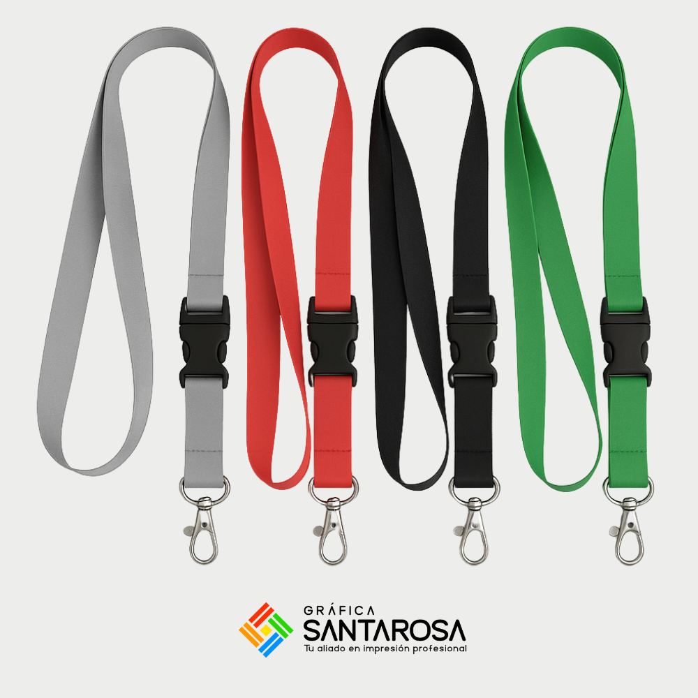 Lanyard sublimado personalizado a full color con hebilla Tip Top y mosquetón metálico